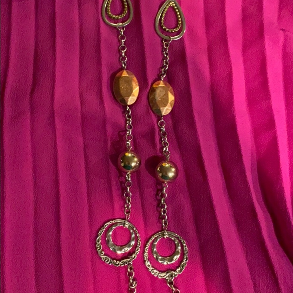 Long fashion necklace. Gold and Copper.